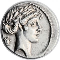Denarius Pomponia: Quintus Pomponius Musa, Q•POMPONI MVSA, Terpsichore