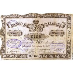 100 Reales de Vellón Banco de Valladolid