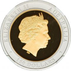 150 Dollars - Elizabeth II 4th Portrait - Wedge-tailed Eagle - Bi-Metalic Bullion Coin