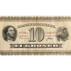 10 Kroner Portrait and Landscape. Type 4, top banner begins with `TI`