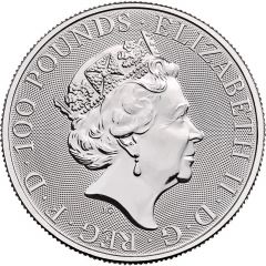 100 Pounds - Elizabeth II Red Dragon of Wales, 1 oz Fine Platinum