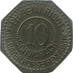 10 Pfennig - Schwabach Ph. Benj Ribot KGL. Bayer. Hofseifenfabrik