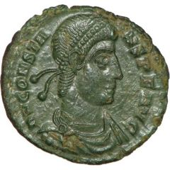 Nummus - Constans I FEL TEMP REPARATIO, Phoenix standing on the rocky mound, Siscia