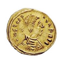 1 Tremissis In the name of Justin II, Victory facing right, without star