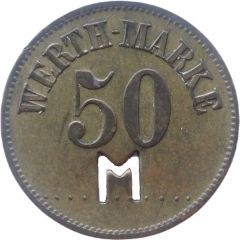 50 Pfennig Werth-Marke, with cutout `M`