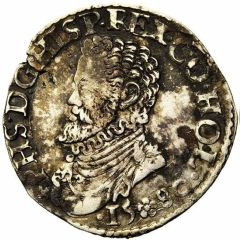 1/5 Daalder `1/5 Philipsdaalder` - Philip II Bust left, without jewel