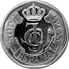500 Pesetas - Juan Carlos I silver,monogram