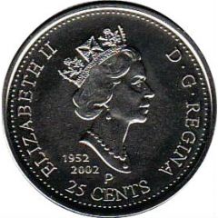 25 Cents - Elizabeth II Maple Leaf, colored