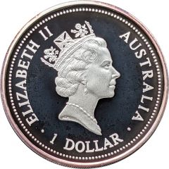 1 Dollar - Elizabeth II 3rd Portrait - Australian Kookaburra