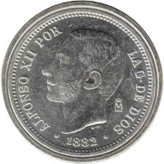 5 Pesetas - Alfonso XII Replica