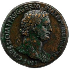Sestertius - Domitian COS XIIII LVD SAEC FEC S C, Tellus