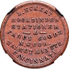 Cent - Civil War Merchant Token - L. Eckert, Book Binder Cincinnati, OH
