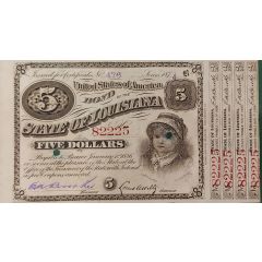 5 Dollars U.S.A. Bond of the State of Louisiana