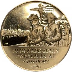 Medal - History of the American Revolution Blockade Seals French in at Newport