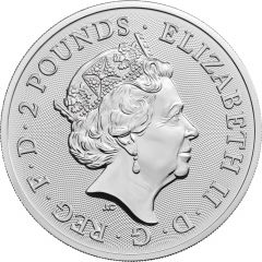 2 Pounds - Elizabeth II Two Dragons, 1 oz Fine Silver
