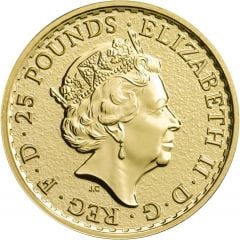 25 Pounds - Elizabeth II 5th portrait, 1/4 oz Fine Gold