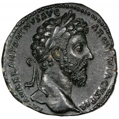 Sestertius - Marcus Aurelius TR POT XIX IMP II COS III S C, Mars