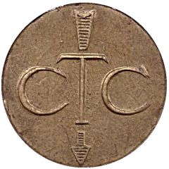 Telephone Token - CTC arrow down, trident, brass large type