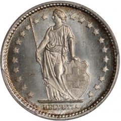 1 Franc Helvetia standing, nickel, trial