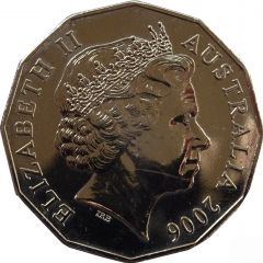 50 Cents - Elizabeth II 4th Portrait - XVIII Commonwealth Games Badminton