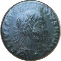 Nummus - Constantius II GLORIA EXERCITVS, Chi-Rho between two standards, Arelate