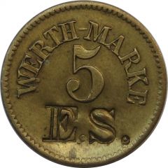 5 Pfennig Werth-Marke, countermarked 'E.S.'