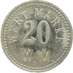 20 Pfennig Wert-Marke, Countermarked `W.M.`