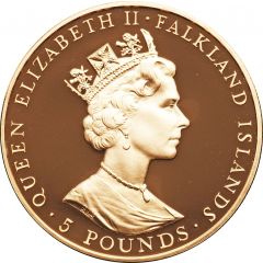 5 Pounds - Elizabeth II Liberation, Gold proof issue