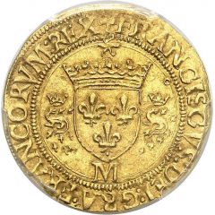 Gold Ecu with salamanders - Francis I Toulouse type