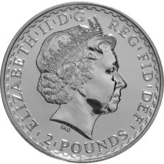 2 Pounds - Elizabeth II 4th portrait, 1 oz Fine Silver