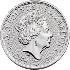2 Pounds - Elizabeth II 5th Portrait, 1 oz Fine Silver, Oriental Border