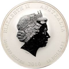 10 Dollars - Elizabeth II 4th Portrait - Year of the Tiger - Silver Bullion Coin