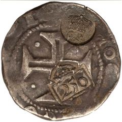 Luis I - 300 Réis Countermark `CROWNED G.P.` over 1/2 Cruzado - João IV, Portugal