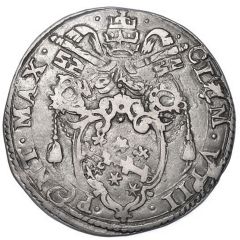1 Testone - Clement VIII St. Peter right, oval shield