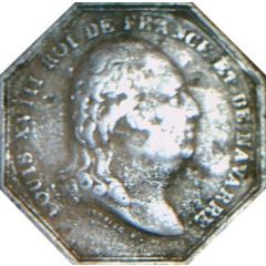 Jeton octogonal Louis XVIII Chambre de commerce de Dieppe