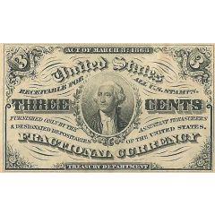 3 Cents `Fractional Currency` - 3rd series