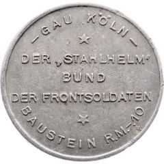 10 Reichsmark - Der `Stahlhelm` Bund der Frontsoldaten Cologne