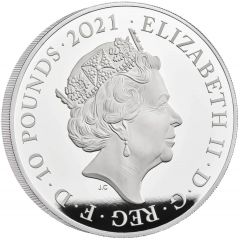 10 Pounds - Elizabeth II Gothic Crown Portrait, Silver Proof