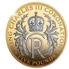 5 Pounds - Charles III Coronation, Silver Proof Gold plated