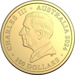 100 Dollars - Charles III 1st Portrait - Hourglass Dolphin - Gold Bullion Coin