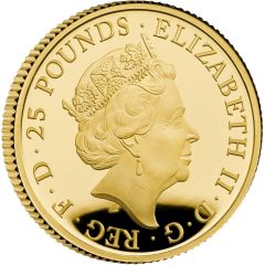 25 Pounds - Elizabeth II 5th portrait, 1/4 oz Fine Gold