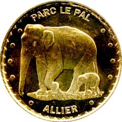 Monnaie de Paris Tourist Token - Allier Parc le Pal -Tom l`éléphanteau et sa mère Nina