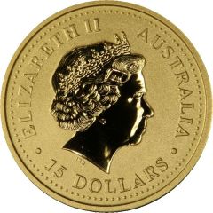 15 Dollars - Elizabeth II 4th Portrait - Year of the Snake - Gold Bullion Coin