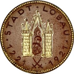 Medal - Löbau 700 years gold on brown