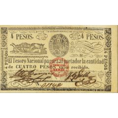 4 Pesos Red stamp `TERCERA SÉRIE`