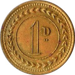 1 Penny - T.A.Image Wisbech St Mary`s Farm Token