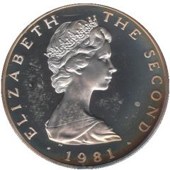 5 Pounds - Elizabeth II Triskelion on map, Silver