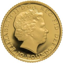 10 Pounds - Elizabeth II 4th portrait, 1/10 oz Fine Gold
