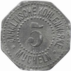 5 Pfennig - Mücheln Anhaltische Kohlenwerke