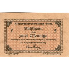 2 Pfennig Klostergutsverwaltung Ettal